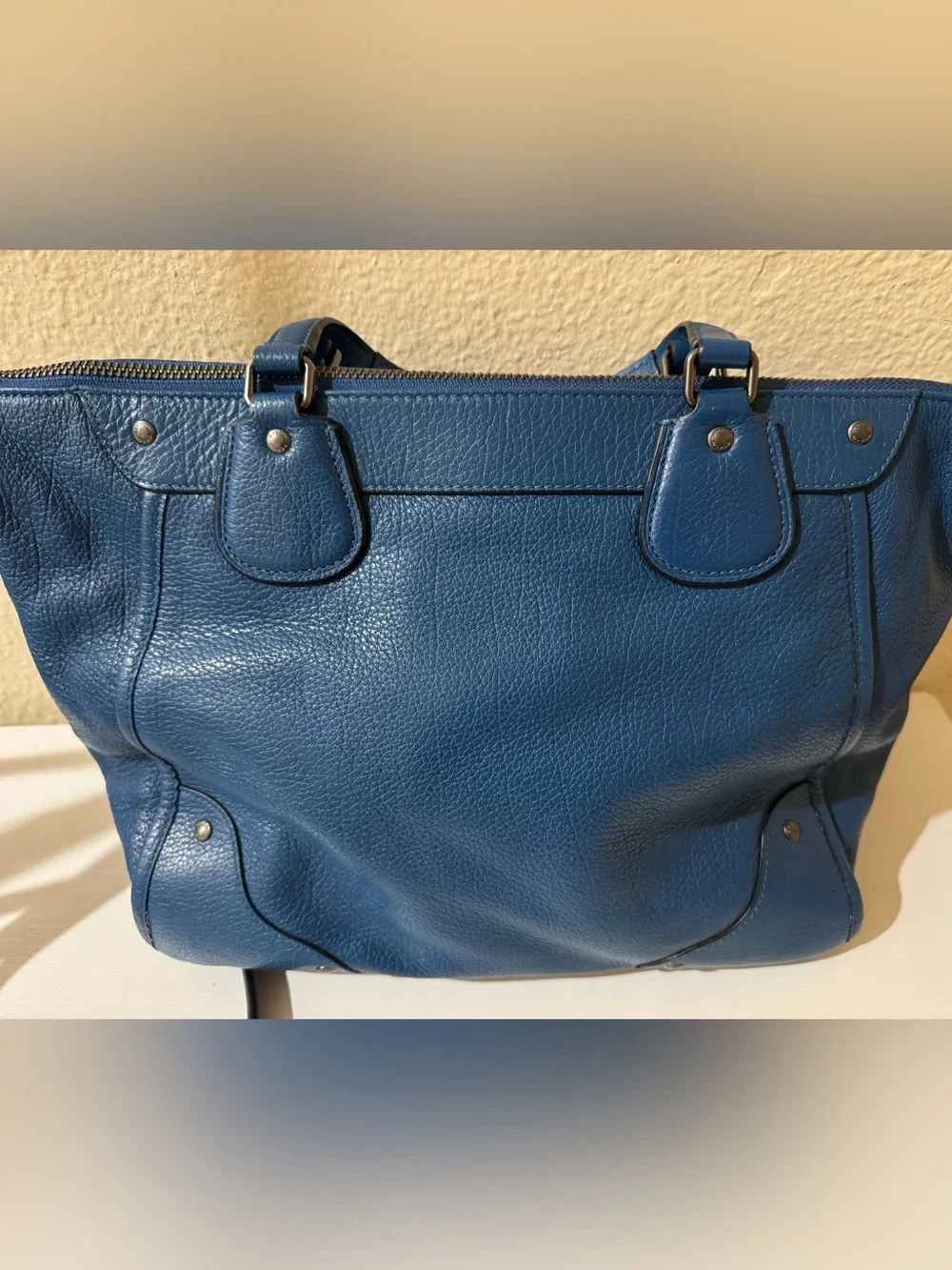 Coach Blue Pebble Leather Satchel